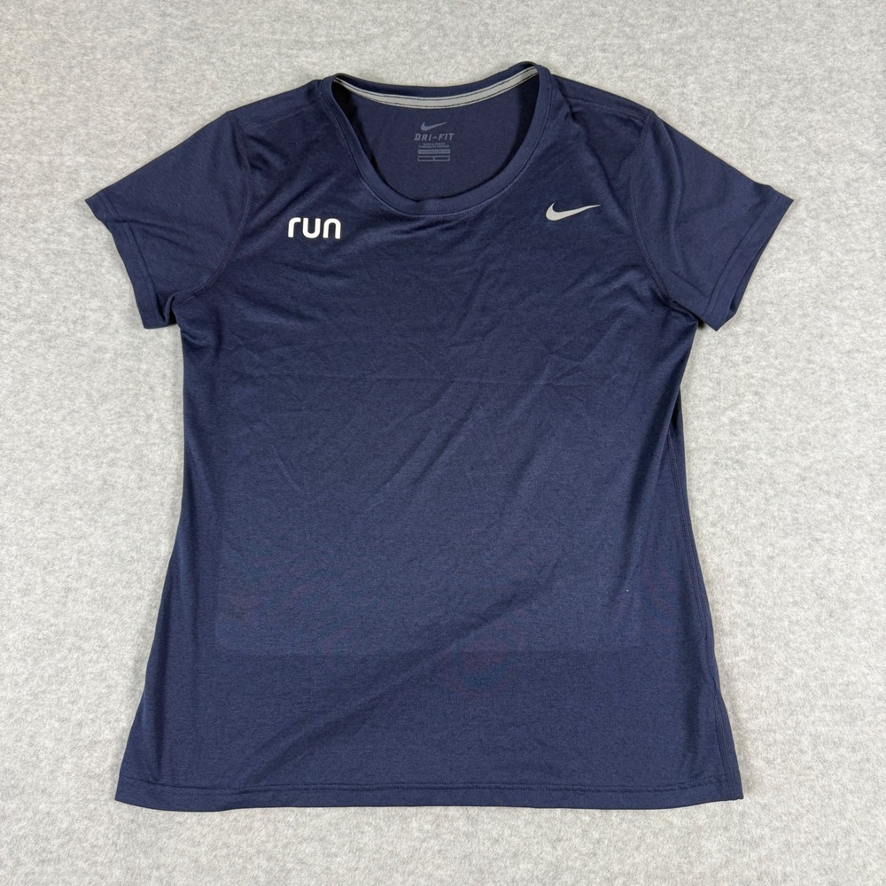Nike Dri-FIT Running T-Shirt Mens Large Navy Blue Short Sleeve 453181-419